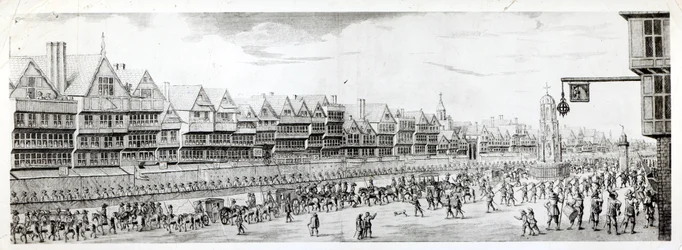 The Procession of Marie de Medici along Cheapside, 1638, published by William Herbert and Robert Wilkinson, 1809