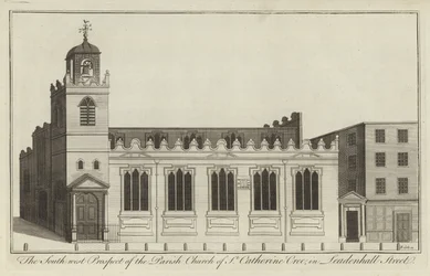 The South West Prospect of the Parish Church of St Catherine Cree in Leadenhall Street, London