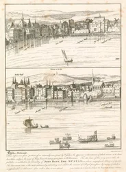 The Strand, London, from the River Thames in the 17th century