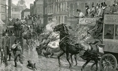 The Battle of London Streets - Ludgate Hill on a Slippery Day