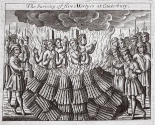 The Burning of Five Martyrs at Canterbury, Illustration from 