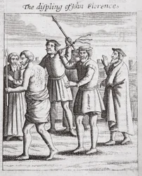 The displing of John Florence, illustration from Acts and Monuments by John Foxe, ninth edition, pub. 1684