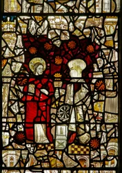 The east window depicting St Catherine with Christ