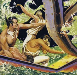 The iceberg ripped a hole along the side of the Titanic