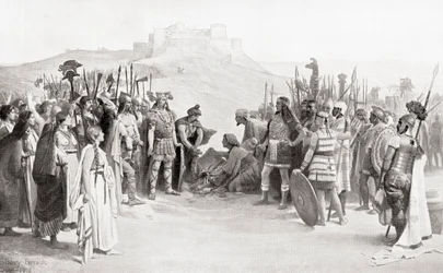 The Meeting of Hannibal with the Ceutrones, a Celtic Tribe of Ancient Gaul, During His Crossing of the Alps in 218 BC, from Hutchinson