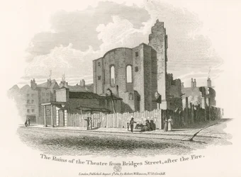 The ruins of the Royal Theatre, Drury Lane, from Bridges Street