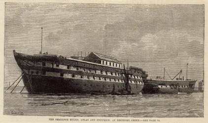 The Smallpox Hulks, Atlas and Endymion, at Deptford Creek