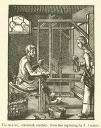 The Weaver, Sixteenth Century, from the Engraving by J. Amman