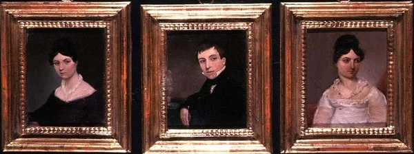 Three Portraits of a Brother and Two Sisters in Regency Dress