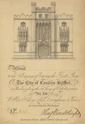 Ticket for the Laying of the First Stone of the City of London School, 21 October 1835