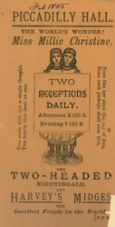 Ticket to Visit Miss Millie Chrisine, the Two-Headed Nightingale