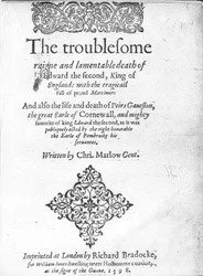 Title Page for Edward II by Christopher Marlowe, published 1598
