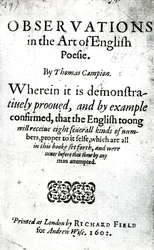 Title Page for Observations in the Art of English Poesie by Thomas Campion, published 1602