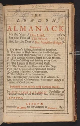 Title Page of The London Almanack by William Salmon