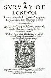 Title page to A Survey of London by John Stow, published in 1598
