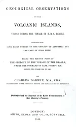 Title Page to Geological Observations on the Volcanic Islands by Charles Darwin, 1844
