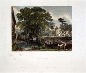 Tooting Church (engraving by J D Harding & G Cooke)