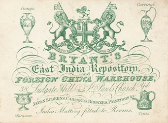 Trade Card, Bryants East India Repository