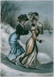Two young ladies with muffs