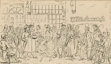 Unidentified scene, possibly relating to the Cock and Hen Club
