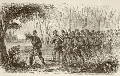 Union soldiers on the plateau at the first Battle of Bull Run