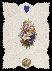 Valentine card depicting flowers, c.1840