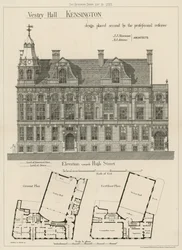 Vestry Hall, Kensington, design placed second by the professional referee