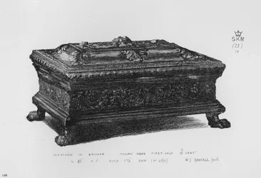 Inkstand in bronze, Italian work, first half 16th century (engraving)