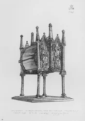 Victoria and Albert Museum: Reliquary, in rock crystal and silver gilt, Italian, about 1350