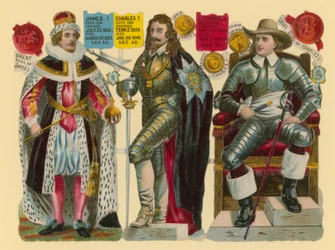 Victorian Scrap: King James I, King Charles I, Oliver Cromwell