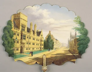 Victorian Screen with a Scene of Wadham College, Oxford