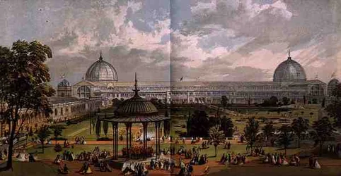 View from the Horticultural Gardens of the Exterior of the Great Exhibition of 1851, from Dickinson