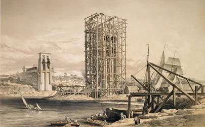View of the Construction of the Britannia Tubular Bridge