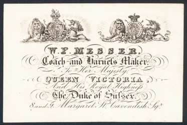 W F Messer, coach and harness maker to Queen Victoria and the Duke of Sussex