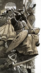 Waltheof, the last English Earl, in battle with Norman soldiers
