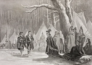 Washington and Gist visit the Indian Queen Alliquippa, from 
