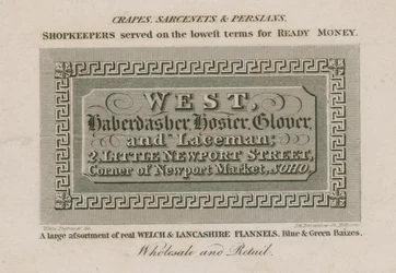 West, Haberdasher, Hosier, Glover and Laceman