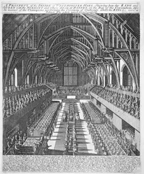 Westminster Hall during the celebrations after the Coronation of James II, 23 April 1685