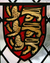 Window in the Cloisters depicting the coat of arms of England