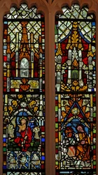 Window Ew depicting the Resurrection; the Coronation of the Virgin