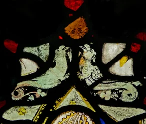 Window depicting dragons