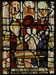 Window depicting St Martin revives a deceased person