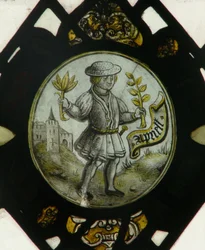 Window depicting the Labours of the Months: April