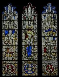 Window S6 depicting St James, the Virgin and Child, the Mass of St Gregory