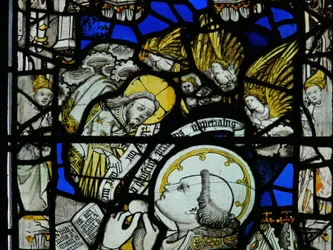 Window S6 depicting the Mass of St Gregory