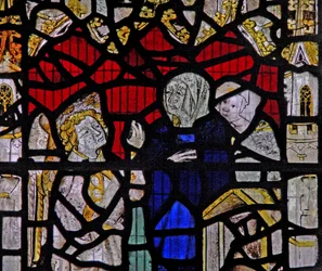 Window Ww depicting a Resurrection Scene: the Holy Women at the Tomb