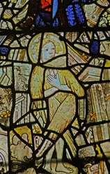 Window depicting a composite feathered cherubim or seraphim