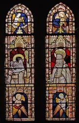 Window Ww depicting four angels, a bishop and a king