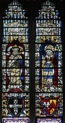 Window depicting a king and an archbishop