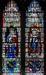 Window depicting a king and an archbishop